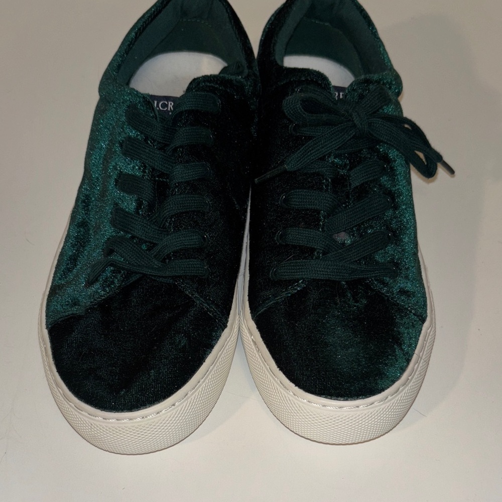 J. Crew Dark Green Velvet Sneakers